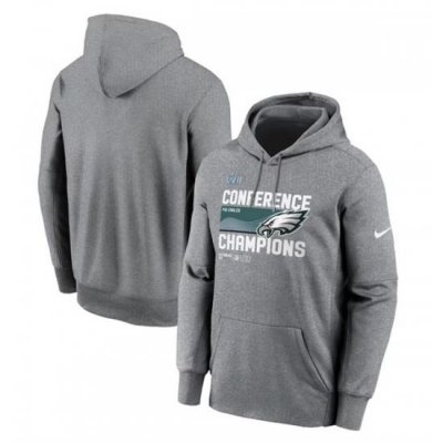 Men Philadelphia Eagles Heather Gray 2022 NFC Champions Locker Room Trophy Collection Pullover Hoodie