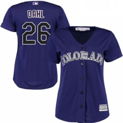 Womens Majestic Colorado Rockies 26 David Dahl Authentic Purple Alternate 1 Cool Base MLB Jersey