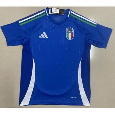 Italy Home Blue Columbia Yellow 2024 Soccer Jersey