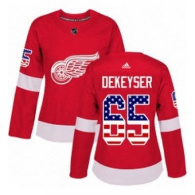 Womens Adidas Detroit Red Wings 65 Danny DeKeyser Authentic Red USA Flag Fashion NHL Jersey