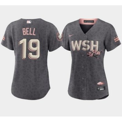 Women's Washington Nationals #19 Josh Bell 2022 Gray City Connect Cherry Blossom Stitched Jersey