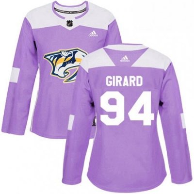 Womens Adidas Nashville Predators 94 Samuel Girard Authentic Purple Fights Cancer Practice NHL Jersey