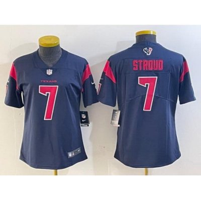 Women Houston Texans 7 C J  Stroud Navy Color Rush Vapor Untouchable Limited Stitched Jersey