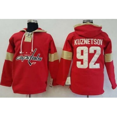 Men Washington Capitals 92 Evgeny Kuznetsov Red Pullover Hoodie Stitched NHL Jersey