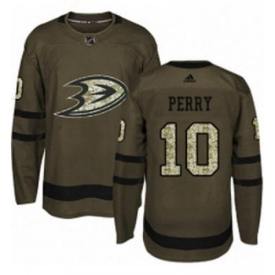 Youth Adidas Anaheim Ducks 10 Corey Perry Premier Green Salute to Service NHL Jersey