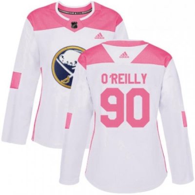 Womens Adidas Buffalo Sabres 90 Ryan OReilly Authentic WhitePink Fashion NHL Jersey