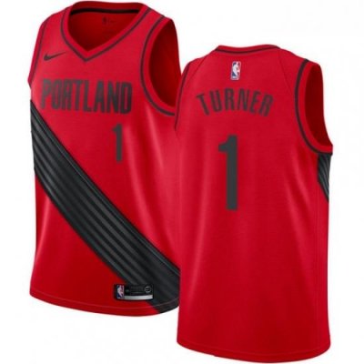 Womens Nike Portland Trail Blazers 1 Evan Turner Authentic Red Alternate NBA Jersey Statement Edition