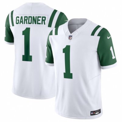 Men New York Jets 1 Ahmad Sauce White Classic Alternate Vapor F U S E  Limited Stitched Football Jersey