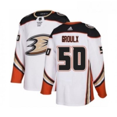 Youth Adidas Anaheim Ducks 50 Benoit Olivier Groulx Authentic White Away NHL Jersey