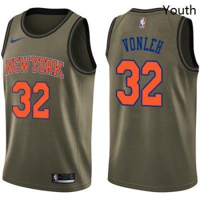 Youth Nike New York Knicks 32 Noah Vonleh Swingman Green Salute to Service NBA Jersey