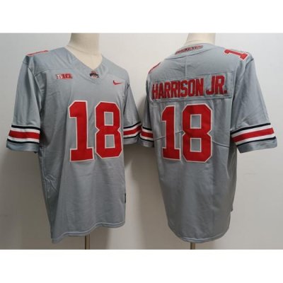 Men Nike Ohio State Buckeyes #18 Marvin Harrison Jr. Gray College Football Jersey