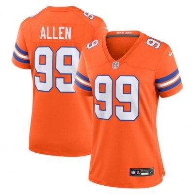 Women Denver Broncos 99 Zach Allen Orange Mile High Collection 1977 Throwback Stitched Jersey