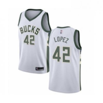 Womens Milwaukee Bucks 42 Robin Lopez Swingman White Basketball Jersey Association Edition