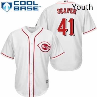 Youth Majestic Cincinnati Reds 41 Tom Seaver Authentic White Home Cool Base MLB Jersey