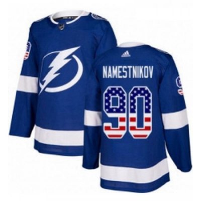 Youth Adidas Tampa Bay Lightning 90 Vladislav Namestnikov Authentic Blue USA Flag Fashion NHL Jersey