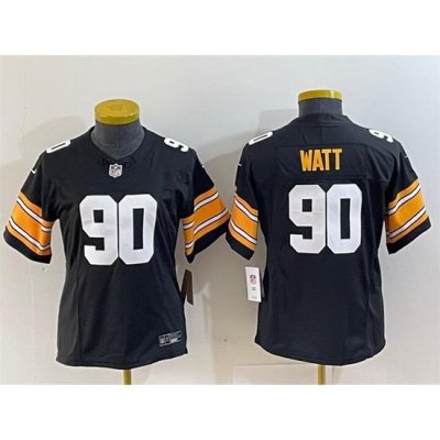 Women Pittsburgh Steelers 90 T  J  Watt Black 2023 F U S E  Stitched Football Jersey 28Run Small 29