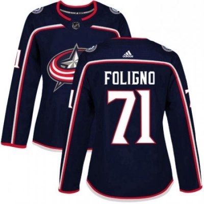 Womens Adidas Columbus Blue Jackets 71 Nick Foligno Authentic Navy Blue Home NHL Jersey