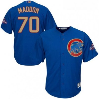 Youth Majestic Chicago Cubs 70 Joe Maddon Authentic Royal Blue 2017 Gold Champion Cool Base MLB Jersey