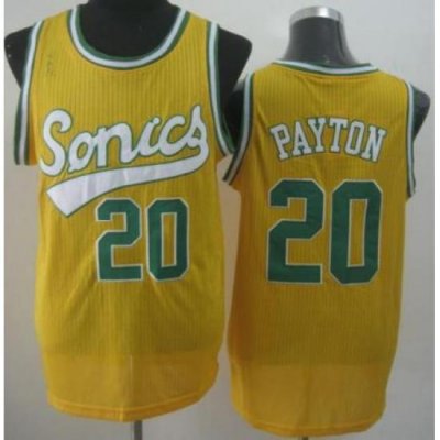 Seattle SuperSonics 20 Gary Payton Yellow Throwback Revolution 30 NBA Basketball Jerseys