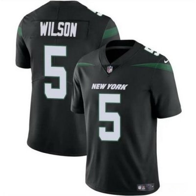 Men New York Jets 5 Garrett Wilson Black Vapor Untouchable Limited Stitched Jersey