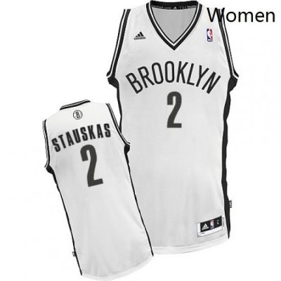 Womens Adidas Brooklyn Nets 2 Nik Stauskas Swingman White Home NBA Jersey