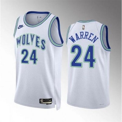 Men Minnesota Timberwolves 24 Tj Warren White 2023 24 Classic Edition Stitched Jersey