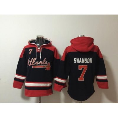 Men Atlanta Braves 7 Dansby Swanson Stitched Hoodie