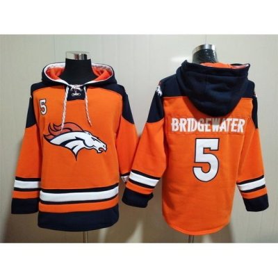 Men Denver Broncos 5 Teddy Bridgewater Stitched Hoodie