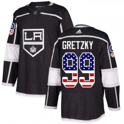 Youth Adidas Los Angeles Kings 99 Wayne Gretzky Authentic Black USA Flag Fashion NHL Jersey