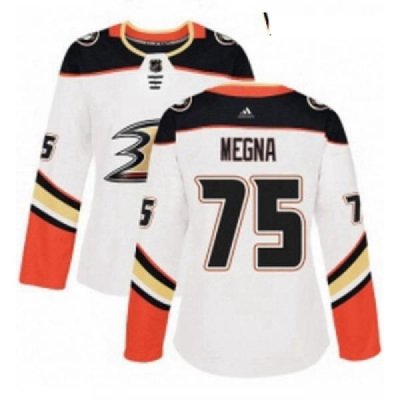 Womens Adidas Anaheim Ducks 75 Jaycob Megna Authentic White Away NHL Jersey