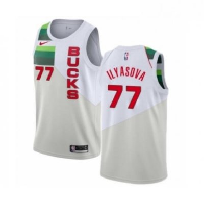 Womens Nike Milwaukee Bucks 77 Ersan Ilyasova White Swingman Jersey Earned Edition