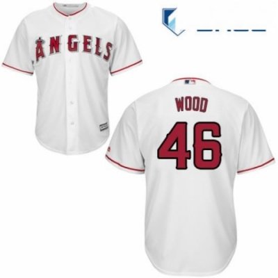 Youth Majestic Los Angeles Angels of Anaheim 46 Blake Wood Authentic White Home Cool Base MLB Jersey