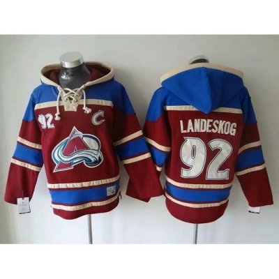 Men Colorado Avalanche 92 Gabriel Landeskog Red Stitched Hoody