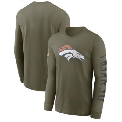 Men Denver Broncos Olive 2022 Salute To Service Long Sleeve T Shirt