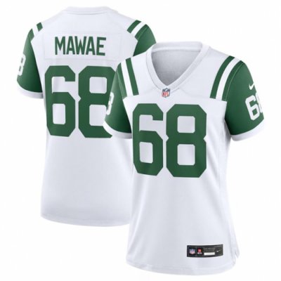 Women New York Jets 68 Kevin Mawae White Classic Alternate Stitched Jersey