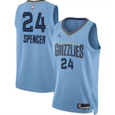 Men Memphis Grizzlies 24 Cam Spencer Blue 2024 Draft Statement Edition Stitched Jersey