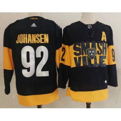 Men Nashville Predators 92 Ryan Johansen Black 2022 Stadium Series adidas Stitched NHL Jersey