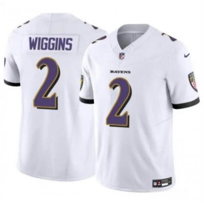 Youth Baltimore Ravens 2 Nate Wiggins White 2024 Draft F U S E Vapor Limited Football Jersey