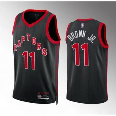 Men Toronto Raptors 11 Bruce Brown Jr Black Statement Edition Basketball Jersey