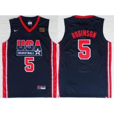 1992 Olympics Team USA 5 David Robinson Navy Blue Swingman Jersey