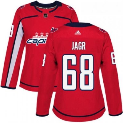 Womens Adidas Washington Capitals 68 Jaromir Jagr Authentic Red Home NHL Jersey