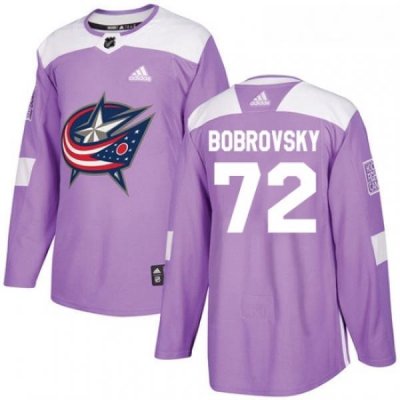 Youth Adidas Columbus Blue Jackets 72 Sergei Bobrovsky Authentic Purple Fights Cancer Practice NHL Jersey