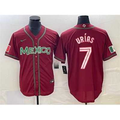 Men Mexico Baseball 7 Julio Urias Red 2023 World Baseball Classic Stitched Jersey