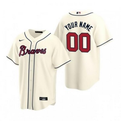 Men Women Youth Toddler All Size Atlanta Braves Custom Nike Cream 2020 Stitched MLB Cool Base Jersey