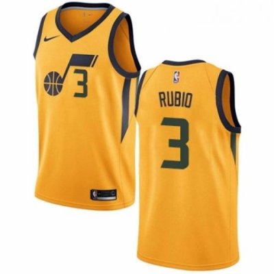 Womens Nike Utah Jazz 3 Ricky Rubio Swingman Gold NBA Jersey Statement Edition