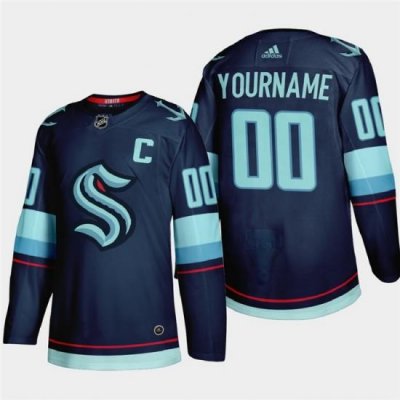 Seattle Kraken Custom Men Women youth Adidas 2021 22 Navy Home Authentic Stitched NHL Jersey