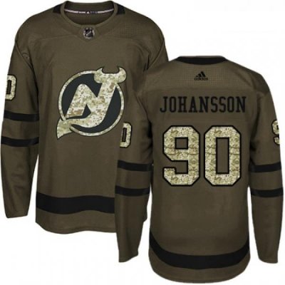 Youth Adidas New Jersey Devils 90 Marcus Johansson Authentic Green Salute to Service NHL Jersey