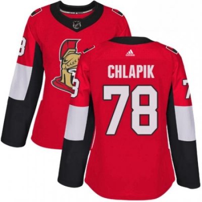 Womens Adidas Ottawa Senators 78 Filip Chlapik Authentic Red Home NHL Jersey