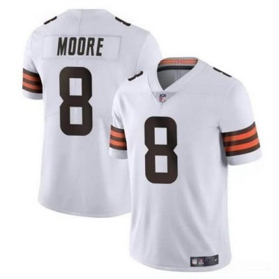 Men Cleveland Browns 8 Elijah Moore White Vapor Limited Stitched Football Jersey