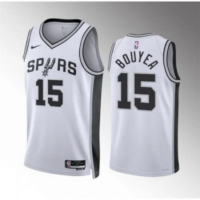 Men San Antonio Spurs 15 Jamaree Bouyea White Association Edition Stitched Basketball Jersey